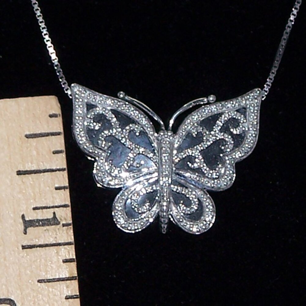 Diamond-Studded Butterfly Necklace - Picture 4 of 6